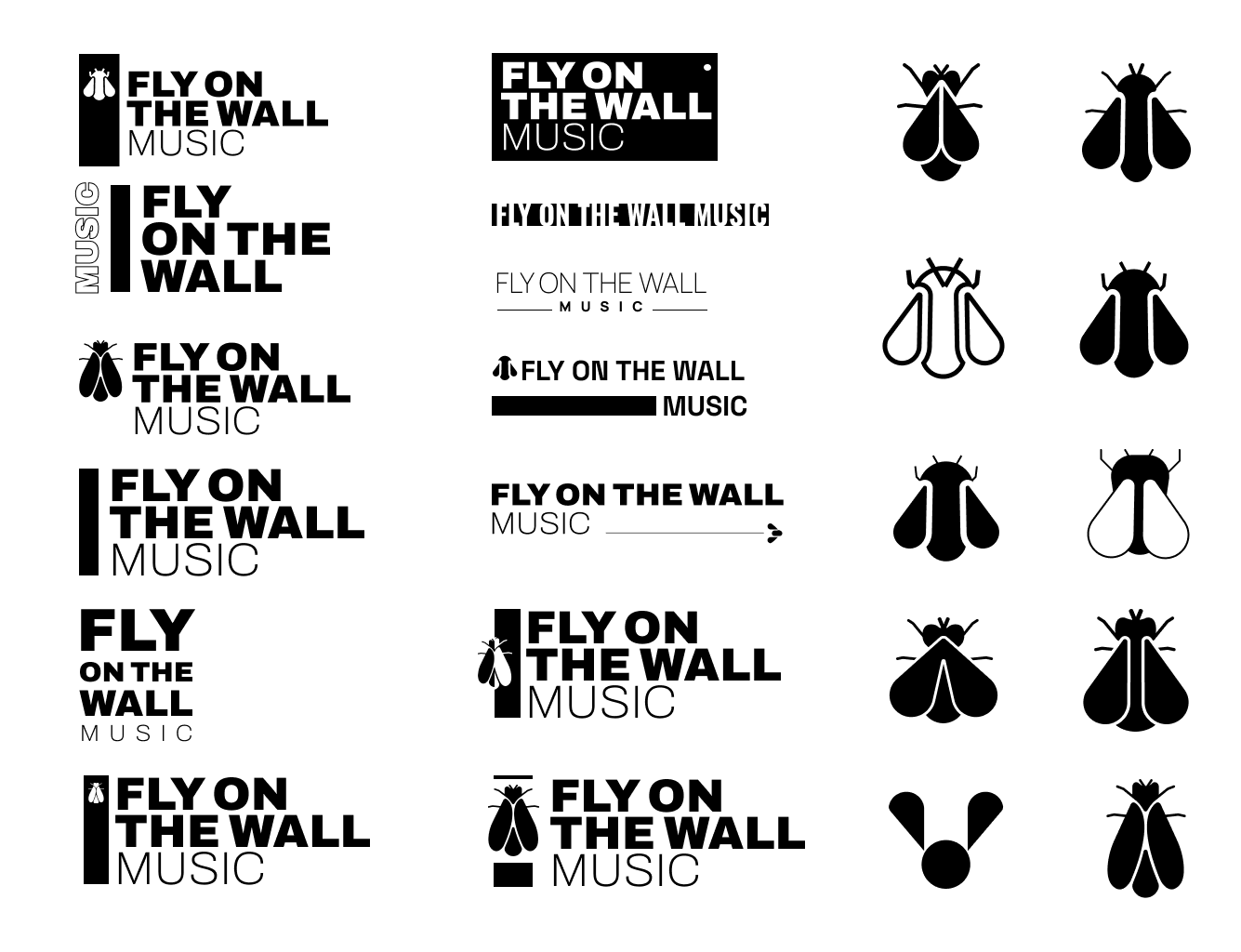 Logo concepts for Fly on The Wall Music.